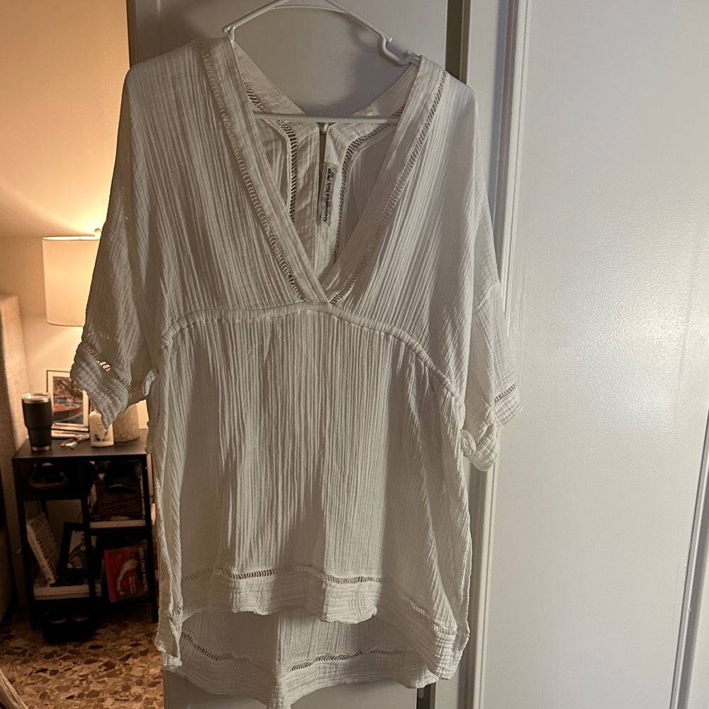 Lightweight White V-Neck Women's Top